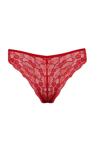 DeFacto New Year's Themed Red Lace Brazilian Slip Panties - B4839Ax24Wn