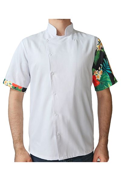Ant Rotagrup Üniforma ve İş Elbiseleri Unisex Chef Jacket - Summer with Dessinli Precious Short Sleeves Fruit Pattern