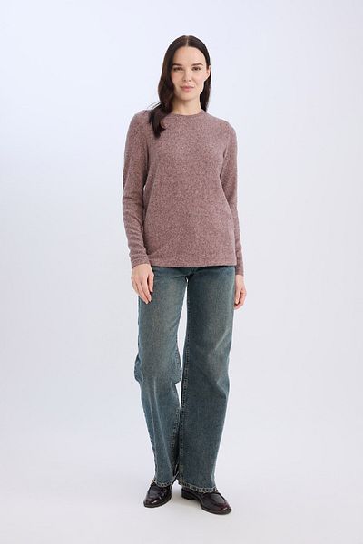 DeFacto Κανονική εφαρμογή Crew λαιμόκοψη Casual Basic μονόχρωμο μακρυμάνικο μπλουζάκι D7482ax24au