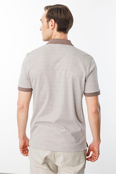 Desen Triko Ανδρικό μπλουζάκι Jacquard με φερμουάρ Μπεζ