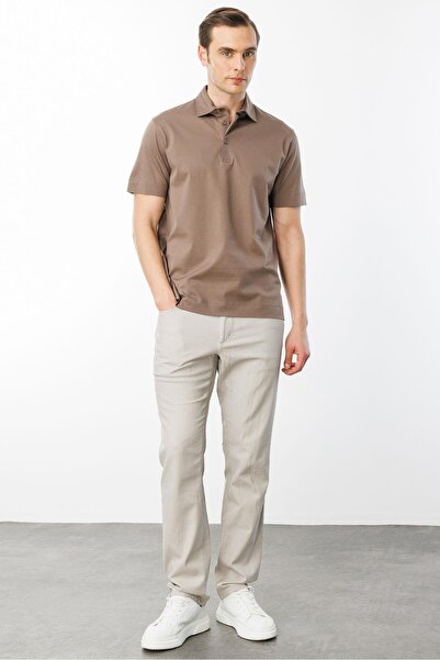 Desen Triko Ανδρικό μπλουζάκι Mercerized με γιακά πόλο A.Καφέ