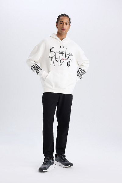 DeFacto Fit Nba Brooklyn Nets Oversize Φαρδιά Εφαρμογή Φούτερ με κουκούλα D8513ax25sp