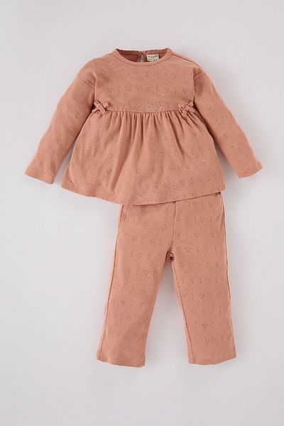 DeFacto Langarm-Rippenpyjama-Set für Babys – D7168A524WN