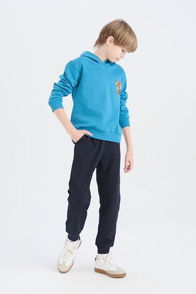 DeFacto Set Hooded Printed Sweatshirt and Elastic Sweatpants for Boys - D6872A824Cw