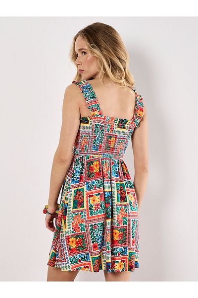 Apricot Postkartenkleid Mit Blumendruck