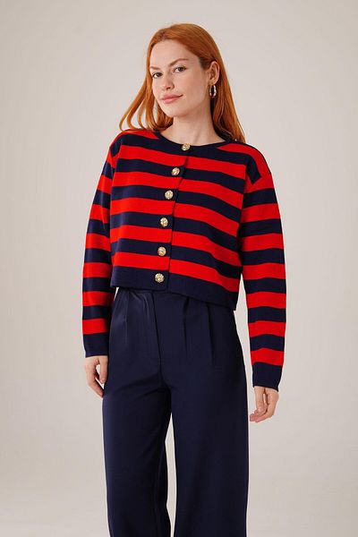 Modark Knitwear Striped Short Cardigan