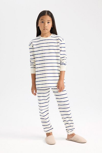 DeFacto Gestreiftes Pyjama-Set für Mädchen – lange Ärmel und elastische Taille D7747A824WN