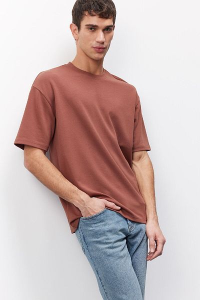 DeFacto Oversize Φαρδιά Εφαρμογή Crew Λαιμόκοψη κοντό μανίκι Basic απλό βαρύ ύφασμα T-shirt X3926az25sp