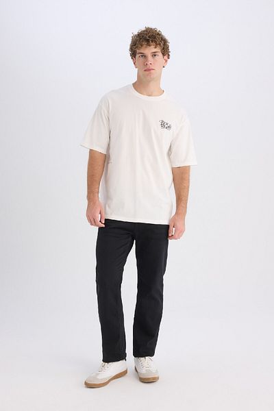 DeFacto 100 % Baumwolle Rick und Morty Boxy Fit Rundhalsausschnitt hinten bedrucktes Kurzarm-T-Shirt D5466ax25sp