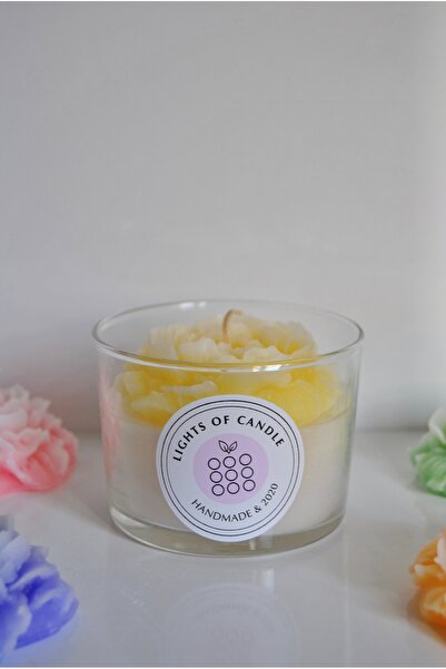 Lights Of Candle Şakayık Çiçekli Çiçek Kokulu Hediyelik Bardak Mum