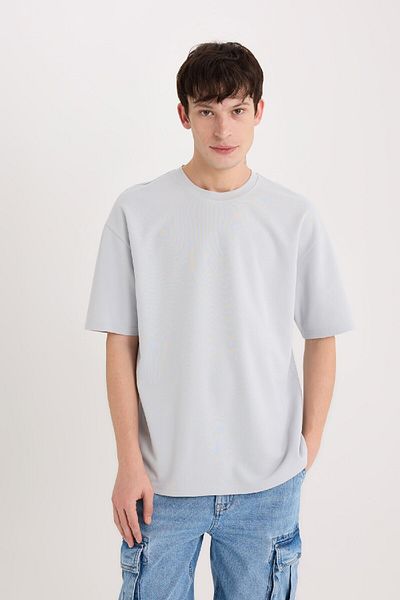DeFacto Oversize Wide Fit Crew Neck Short Sleeve Basic Plain Heavy Fabric T-Shirt X3926Az25Sp