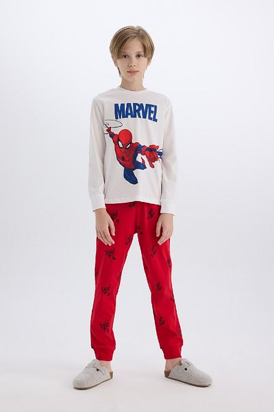 DeFacto Set de pijamale Marvel Spiderman pentru băieți - Set cu gât, mâneci lungi, de sus și de jos Y4861A624WN