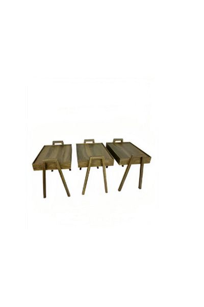 ROYAL ROSE 3-piece brown coffee and tea serving table 50x35x41cm