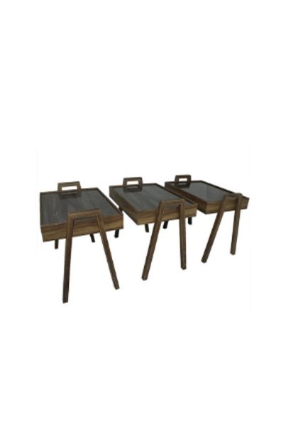 ROYAL ROSE 3-piece coffee and tea table set, brown, 50x35x41cm