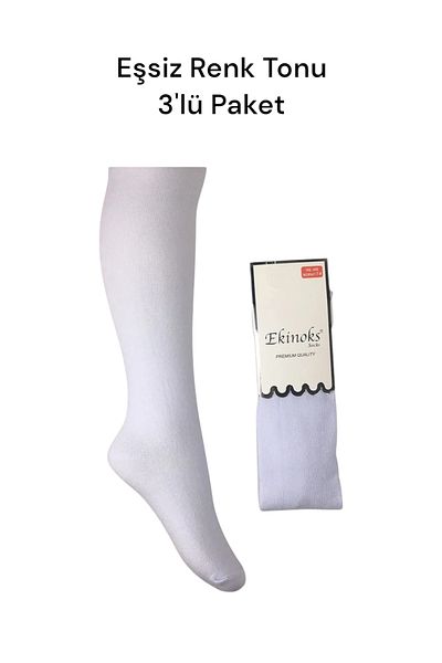 Ekinoks 3 Pieces of White Children's Cotton Pantyhose