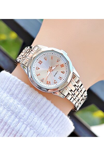 Weluxa ساعة يد نسائية من حجر الراين باللون الذهبي والفضي بلونين