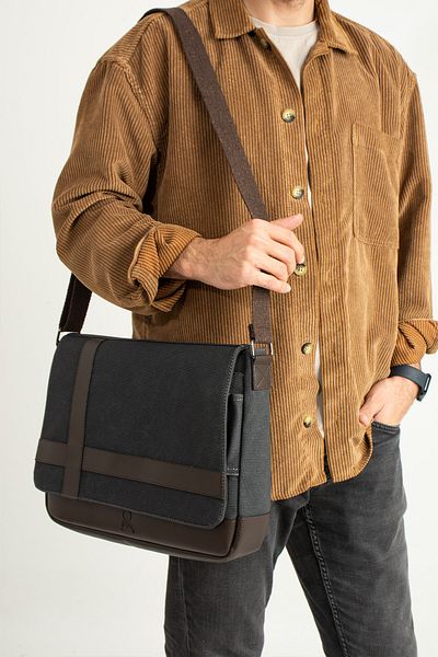 By Hakan Geantă Messenger din pânză 418 Mega UNISEX NEGRU-MARO