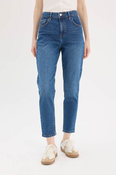 DeFacto Lina Comfort Mom - Blugi cu picioare drepte, spalare pe zapada, pantaloni cu talie regulata D8179AX25SP