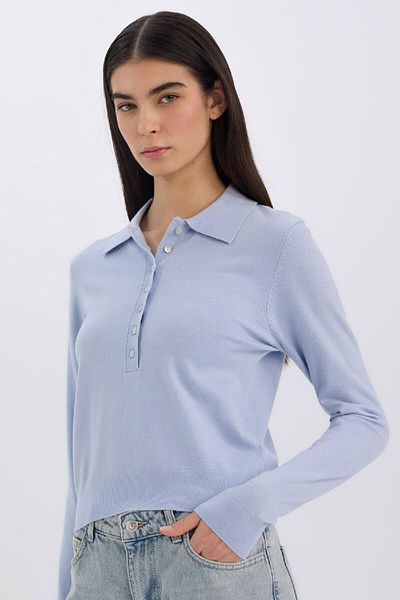 DeFacto Pulover de bază cu guler polo, cu croiala normală, tricotaj simplu D6259AX25SP