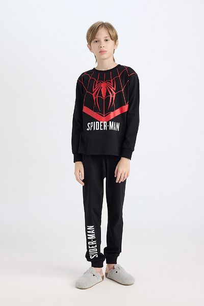 DeFacto Marvel Spiderman Boy's Pajamas Set - Long Sleeve, Top and Bottom Set D6527A824Wn