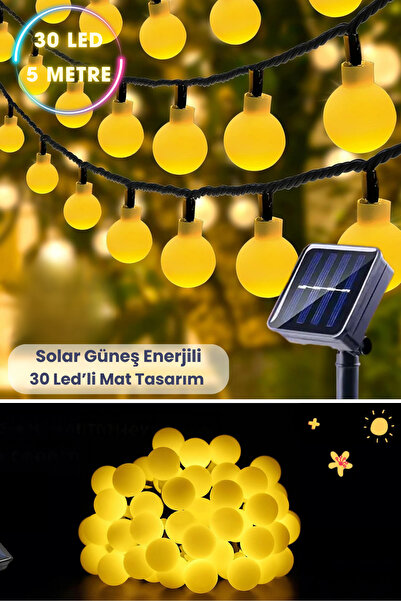TechnoSmart Solar 30 Ledli Top 8 Modlu Sarı Işık Bahçe Aydınlatma Dekorasyon ...