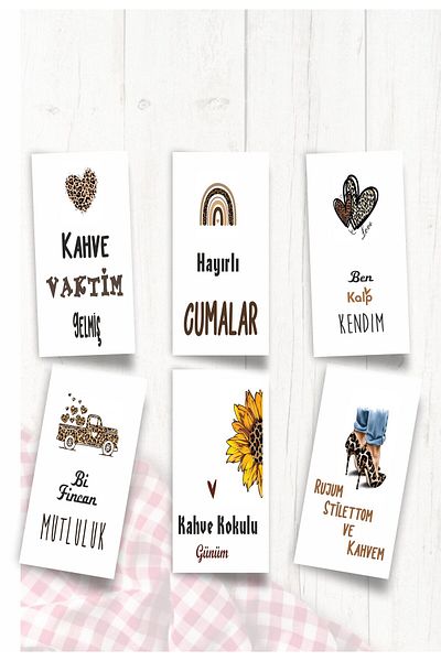 43 cici süsler organizasyon Leopard Patterncoffee Presentation Cards 12 Motto Cards 7X14 cm