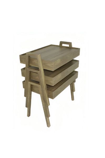 ROYAL ROSE 3-piece brown coffee and tea serving table 50x35x41cm
