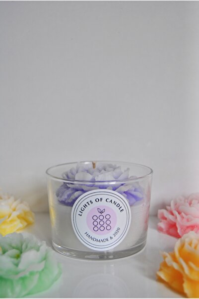 Lights Of Candle Şakayık Çiçekli Çiçek Kokulu Hediyelik Bardak Mum