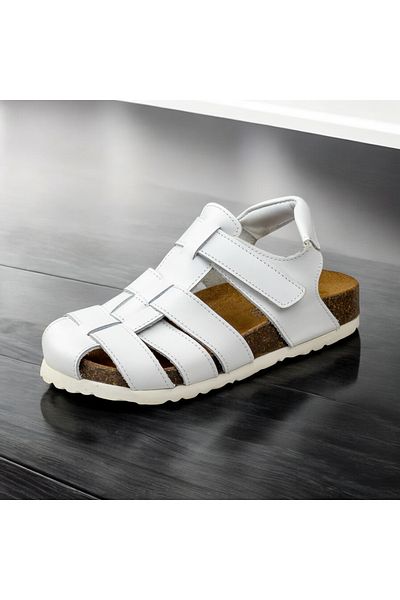 JOJO KIDS Unisex Children's Genuine Leather Sandals, Orthopedic, Cork Closed Toe, 100% Leather