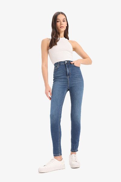 DeFacto Anna Skinny Fit High Waist Straight Leg Long Jean Stone Wash Hose D8177ax25sp