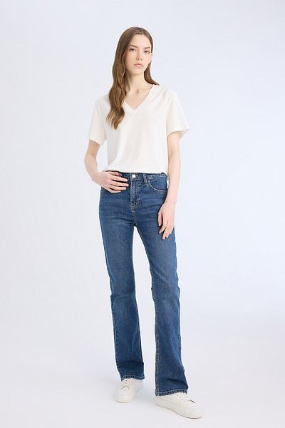 DeFacto Pantaloni blugi cu talie înaltă cu buzunare late D7971AX25SP