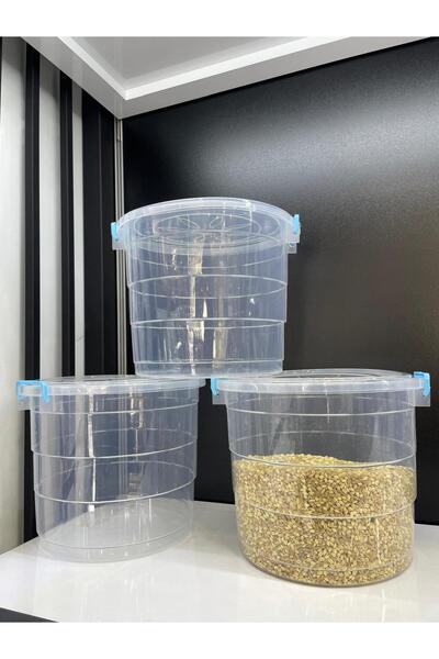 Tercih Home 3-Piece Mega Flour Container - 8 Lt Lock Lid Tea Sugar Pulses Food Storage Container Transparent Storage Box