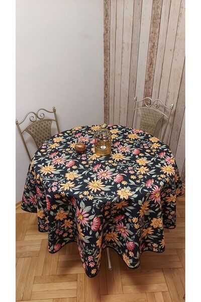 gonk Round, Country Patterned, Duck (Liquid Pusher, Stain Proof) Fabric, Tablecloth