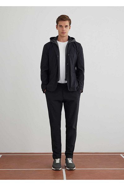 Boris Becker Mayorca Navy Blue Color Hooded Jacket with Removable Mostra
