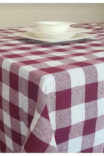 DENİZLİ ÇEYİZ Picnic Table Cloth - Table Cloth, Burgundy 150X150