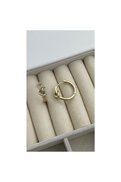 ParlaTakıAksesuar Vip Çelik Düğüm Halka Küpe 14K Renk