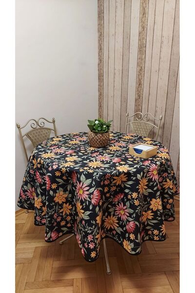 gonk Round, Country Patterned, Duck (Liquid Pusher, Stain Proof) Fabric, Tablecloth