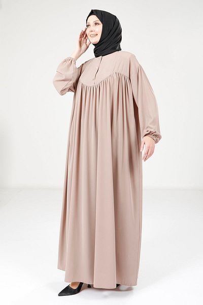 Beyza Μπεζ Χρώμα Casual Φόρεμα 9225 Μοντέλο