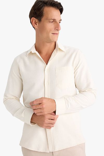 DeFacto Regular Fit Polo Neck Cotton Long Sleeve Shirt D6100Ax25Sp