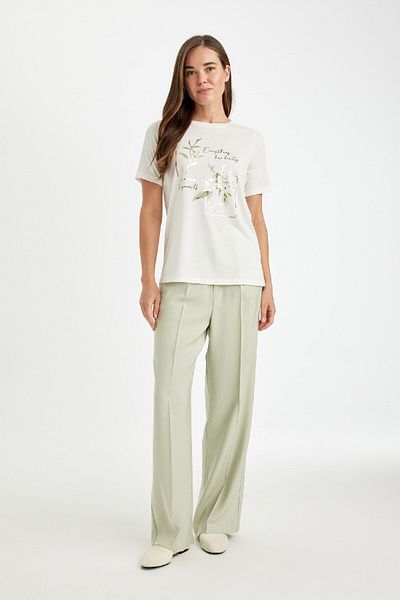DeFacto Dfc - Crew Neck Printed Regular Fit Short Sleeve T-shirt