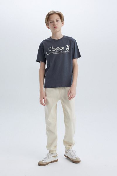 DeFacto Boy's Crew Neck Printed Short Sleeve T-Shirt D9256A825Sm