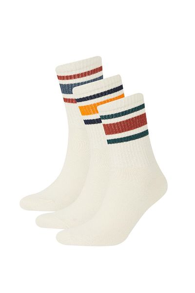 DeFacto Bequeme elastische 3-teilige lange Baumwollsocken für Herren D9643axns