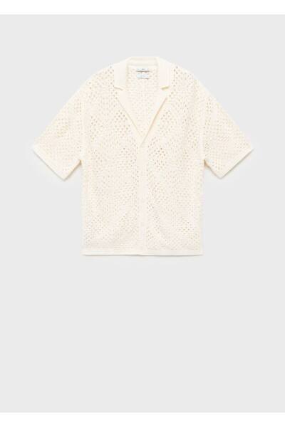 MANGO Man Crochet Molded Bowling Shirt