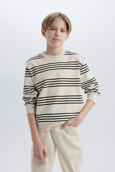 DeFacto Φούτερ Boy Crew με ριγέ λαιμόκοψη D7716A825SP