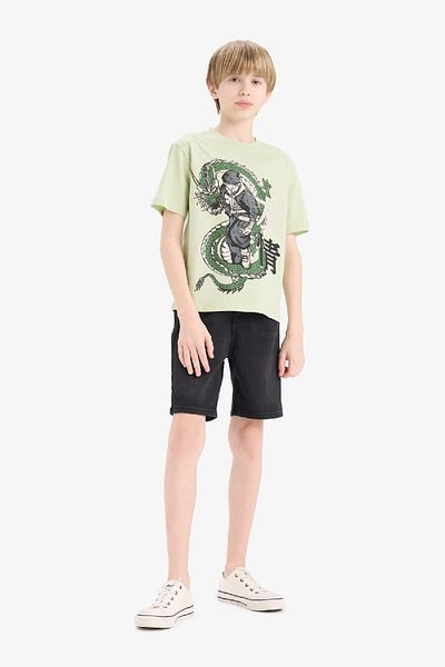 DeFacto Boy's Crew Neck Anime με εμπριμέ κοντομάνικο μπλουζάκι D9279a825sm