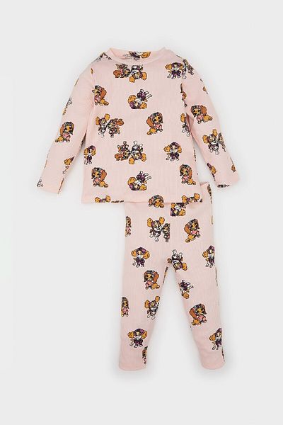 DeFacto Paw Patrol Baby-Pyjama-Set für Mädchen – langärmlig, geripptes Leibchen, elastische Taille, D8649A524AU