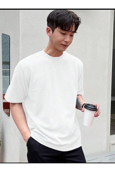 SELENA BUTİK COPY - Tricou oversize unisex bej din bumbac simplu