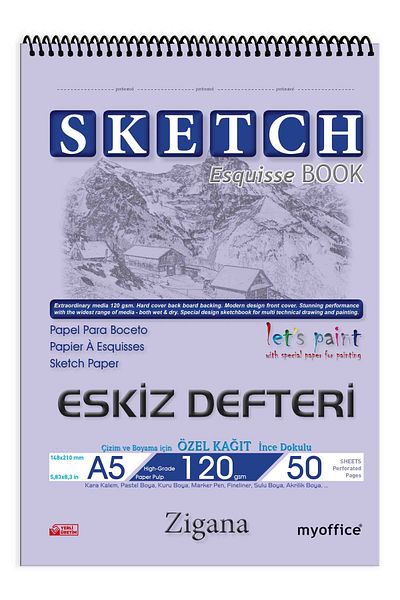 Folix Zigana A5 Spiral Sketchbook 150 Gr60 Sheets Sketchbook