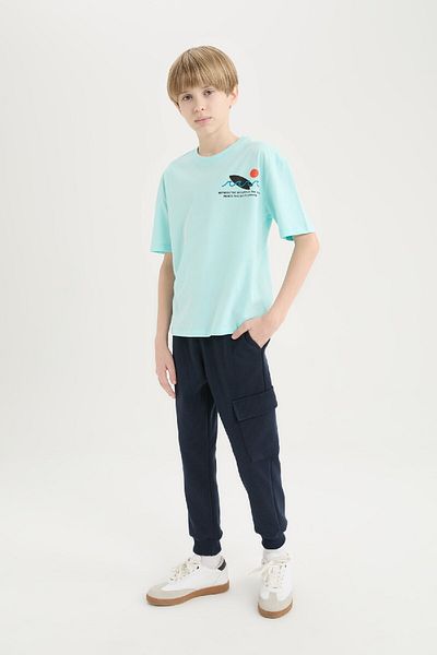 DeFacto Chlapecké oversize Wide Fit Crew Neck Tričko s krátkým rukávem B6165A825SM