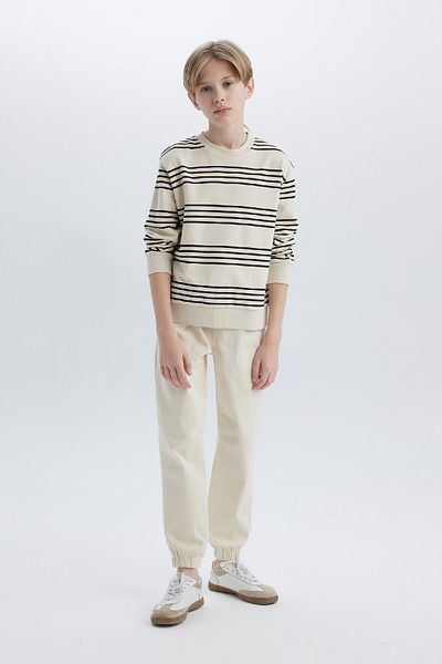 DeFacto Φούτερ Boy Crew με ριγέ λαιμόκοψη D7716A825SP